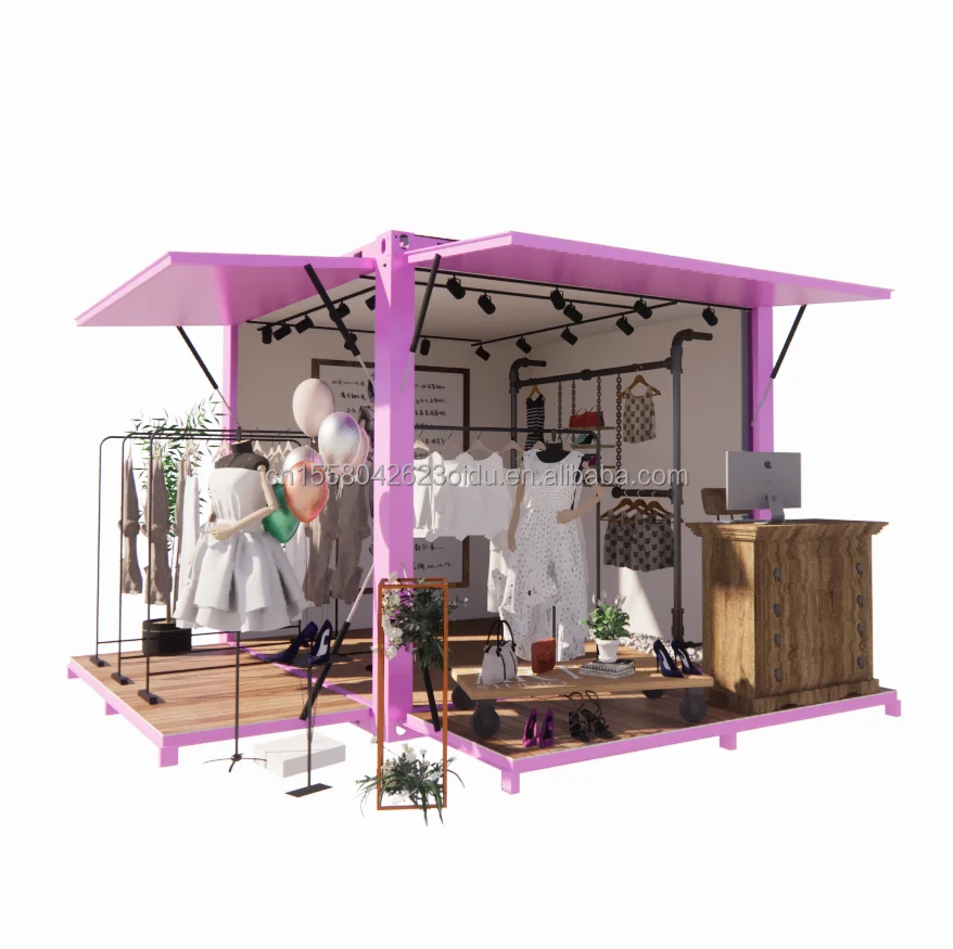 Prefabricated 10ft pop-up expansion display cabinet Container clothing store