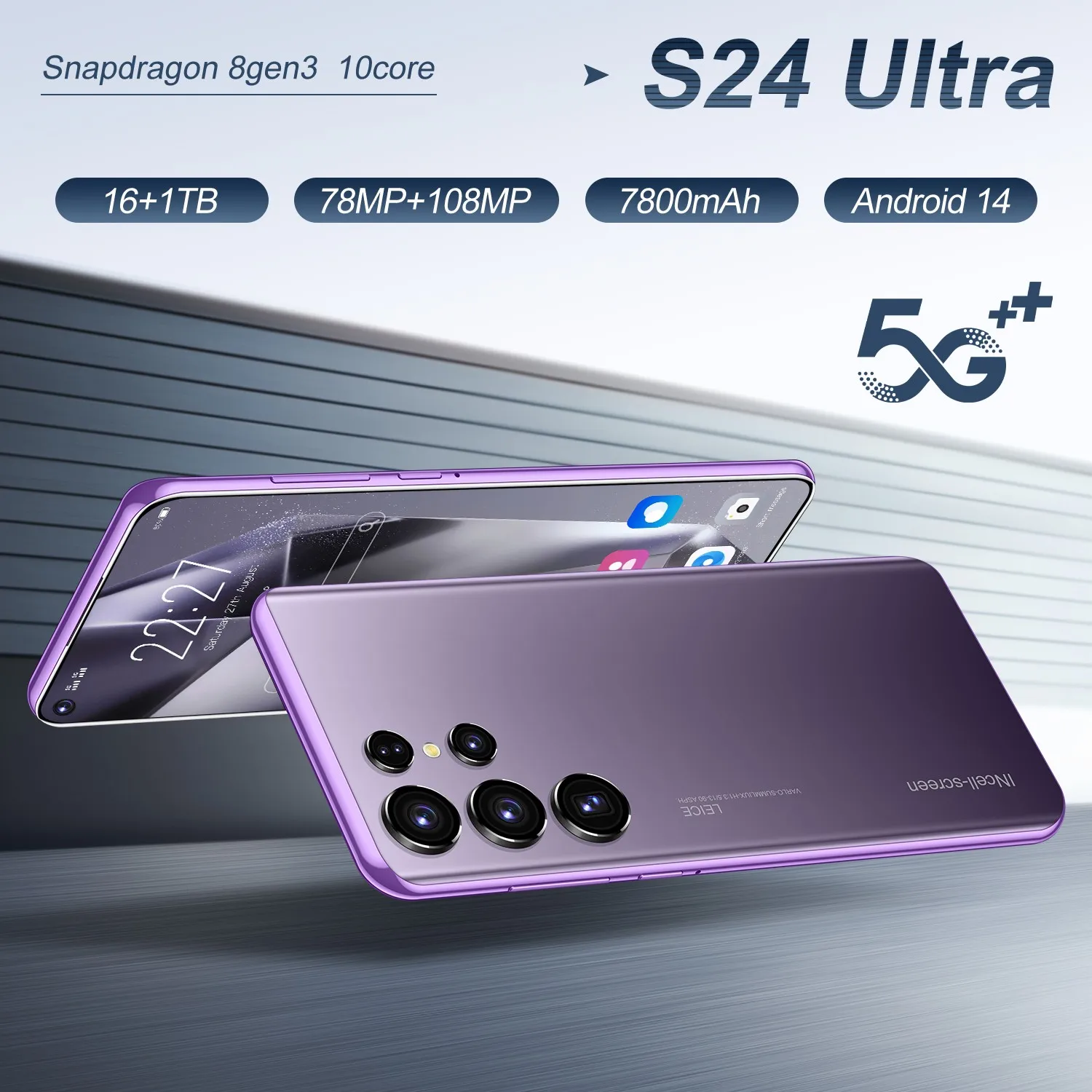 S24 ULTRA 7.3 Inch Android 12 Smartphone 16GB+1TB 144Hz Full HD Display 100W Quick Charge 5G 4G Network with 108mp Rear Camera