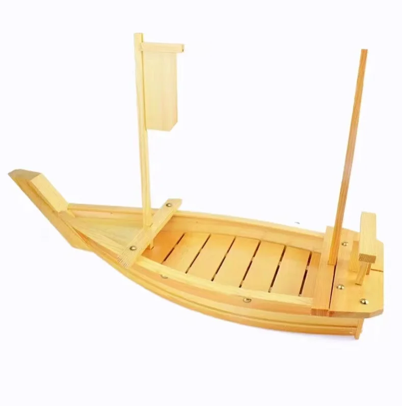 Wholesale Cheap Handmade Seafood Platter Cold Dishes Ship Japanese Cuisine bamboo Sushi Boat Serving Tray for Hotel Restaurants