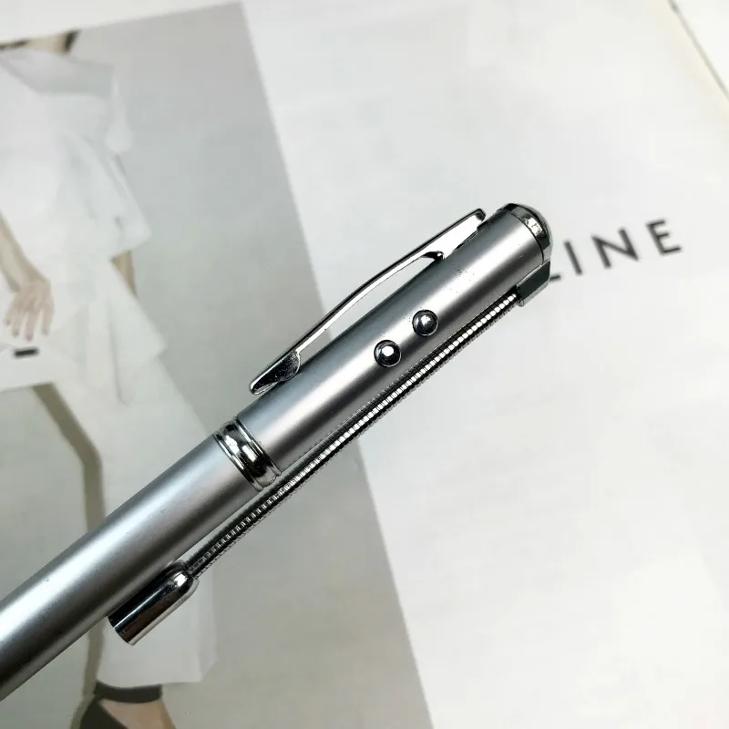 Multi-functional red laser pointer LED flashlight quality metal ballpoint pen