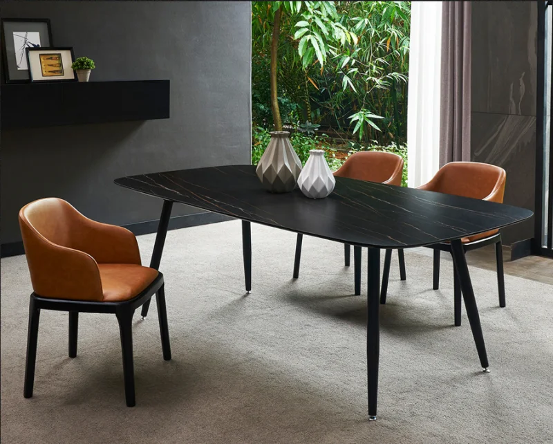 Роскошный скандинавский мраморный обеденный стол и стулья