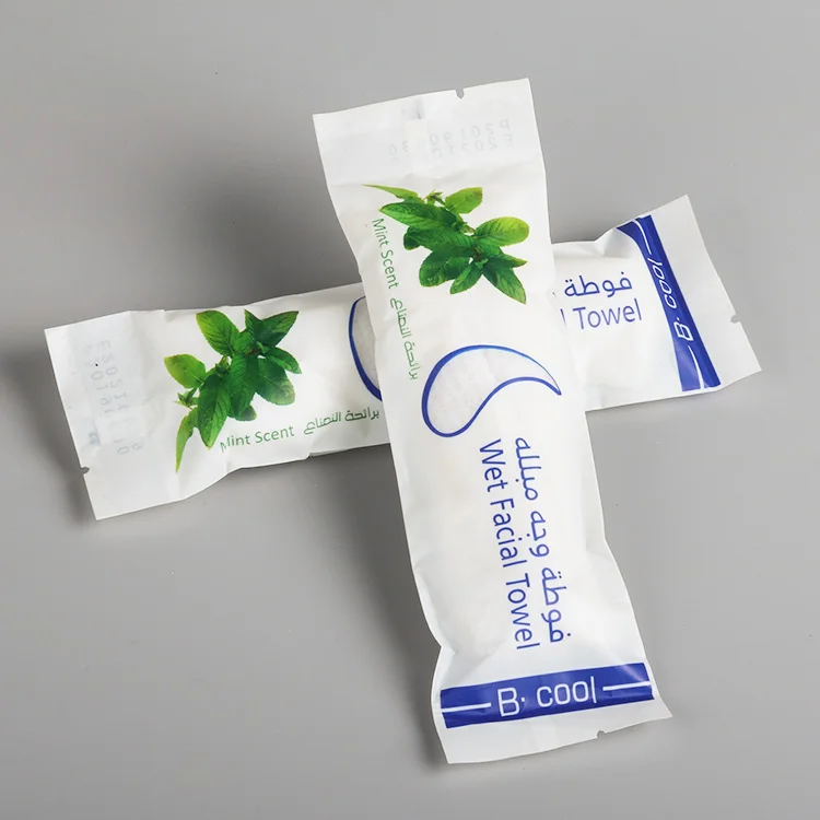 MINT SCENT 100% cotton airline coffee  restaurant shop fresh wet facial towels refreshing tissue