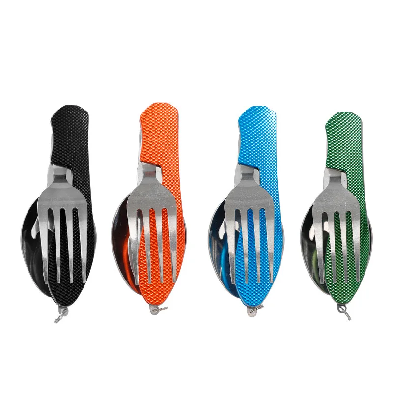 Outdoor Portable Multifunctional Folding Tableware Picnic Detachable Spork Spoon Fruit Knife Creative Tableware