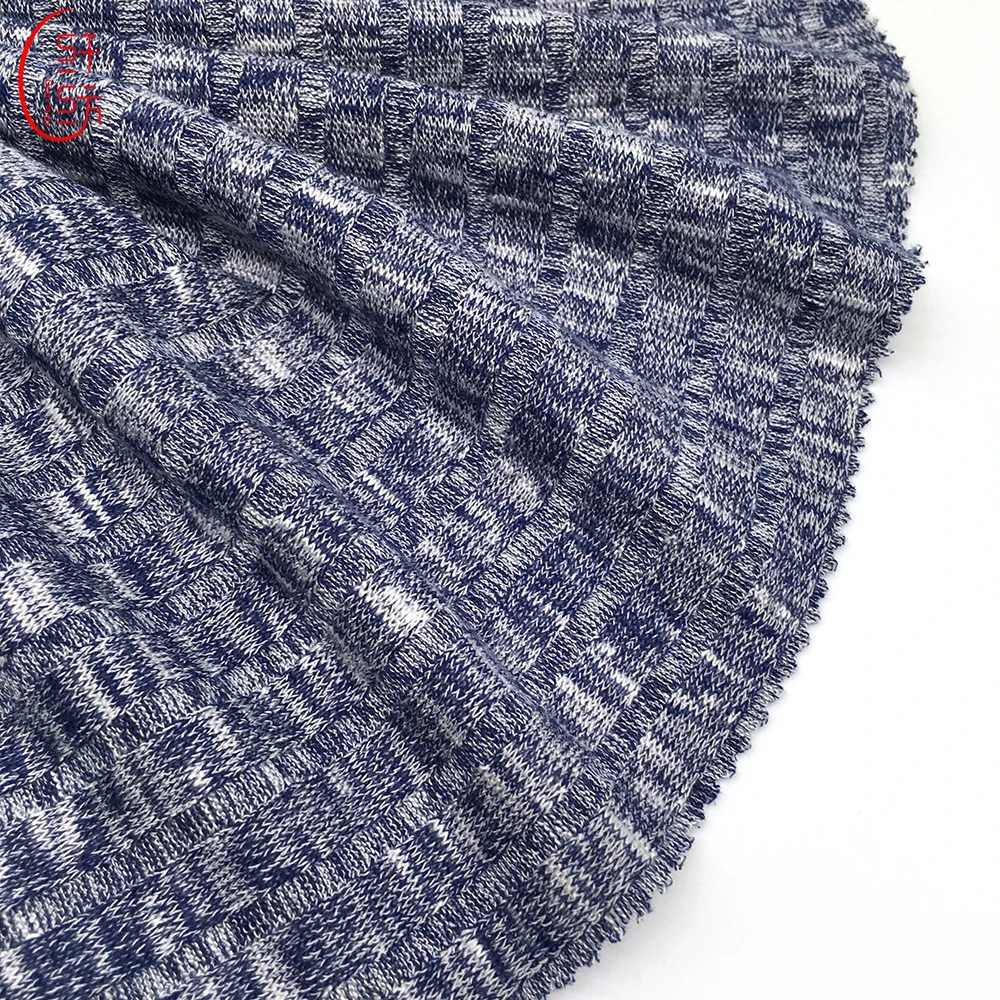 hot sales wide rib knit fabric viscose with melange for dress material