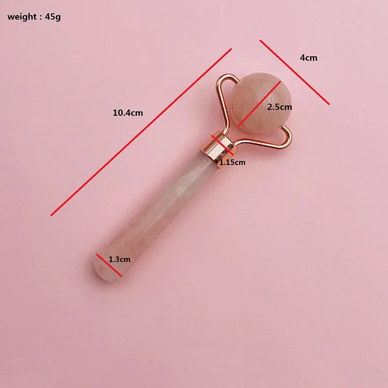 2024 Custom Logo Face Massage 100% Natural Pink 3d Jade Roller Mini Rose Quartz Jade Rollers For Girls