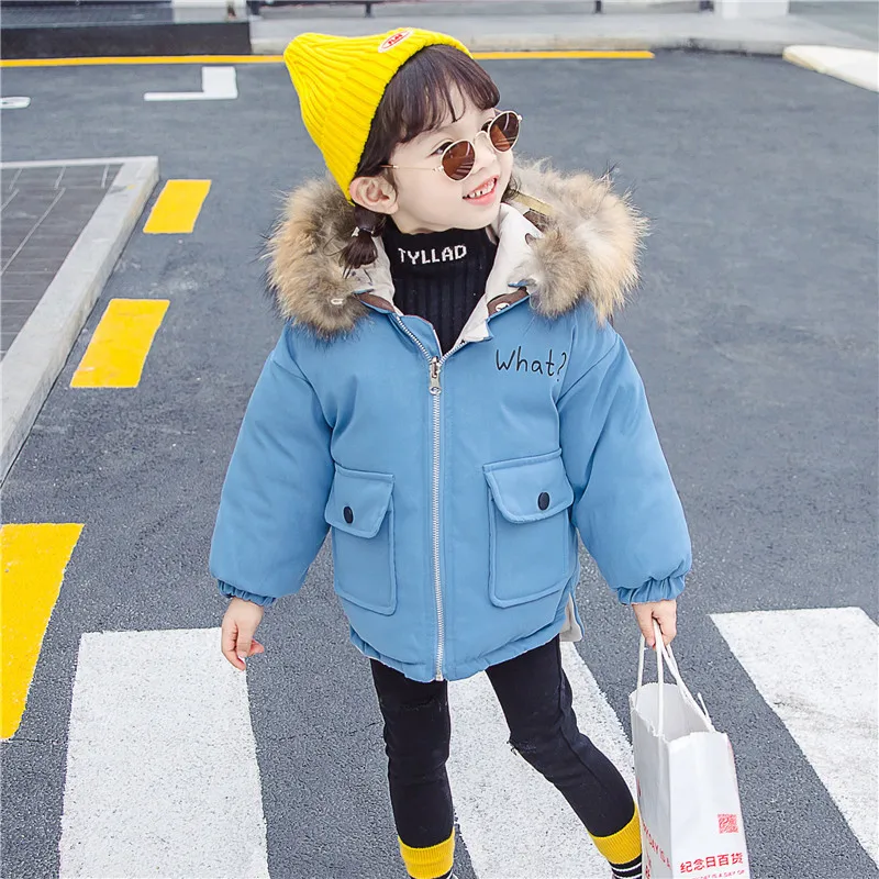 
Sunny Baby Girls Clothing 2020 Winter Boys and Girls Jeans Jacket Cotton Girls Padded Mid-length Denim Thick Coat 