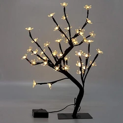 Battery Operated 45CM 24/36/48 LED Cherry Blossom Bonsai Tree Lights Crystal Cherry Flower Tree Desk Top lamp for Party Wedding
