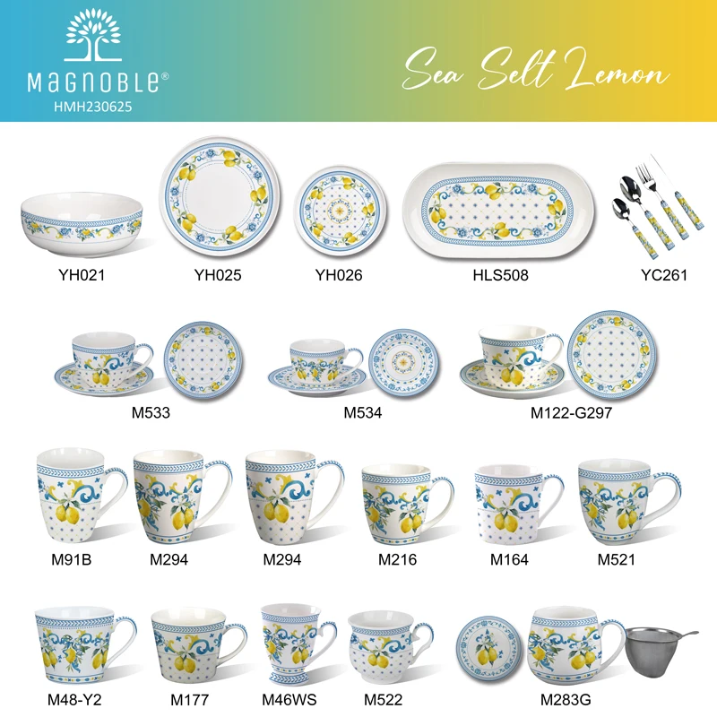 Steak Salad Fruit Food Dessert Creative Home Kitchen Gift Bowl Cup Mug Tableware Lemon Decal Ceramic Plate Dinnerware Dishes Set