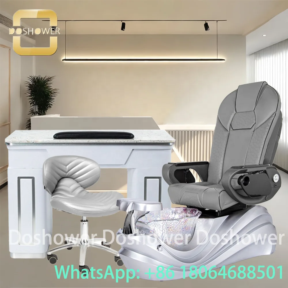 Sturdy Modern Manicure Nail Table Set With Set Customer & Technician Chair For Manicure Nail Table Nail Salon Furniture Package