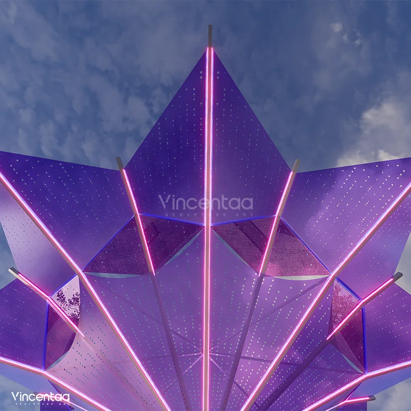 Vincentaa Light Sculpture LED Art Outdoor Park Stainless Steel Tree 3D Sculpture