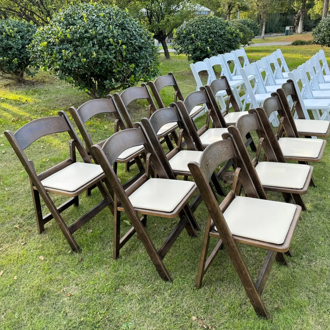 Wholesale Commercial Hotel Party Walnut wood grain foldable Tiffany Wedding Plastic Resin Chairs For Events