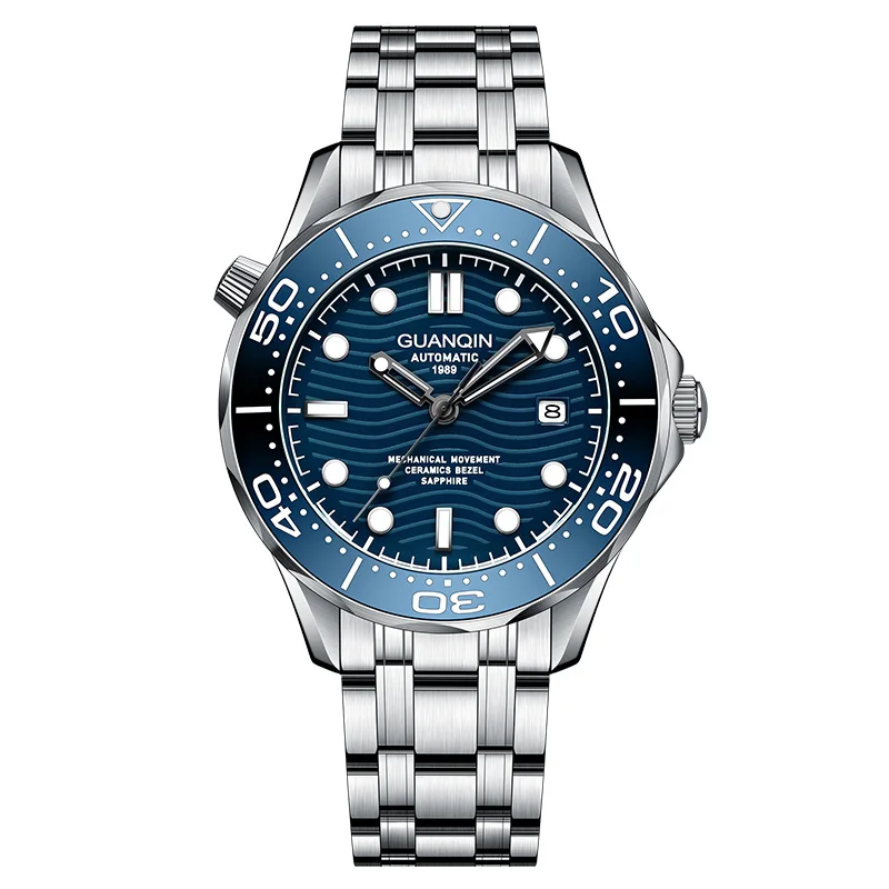 2023 New Model GUANQIN  OEM ODM Custom Brand Mens Luxury Automatic Skeleton Mechanical Wrist Watches 100M Waterproof