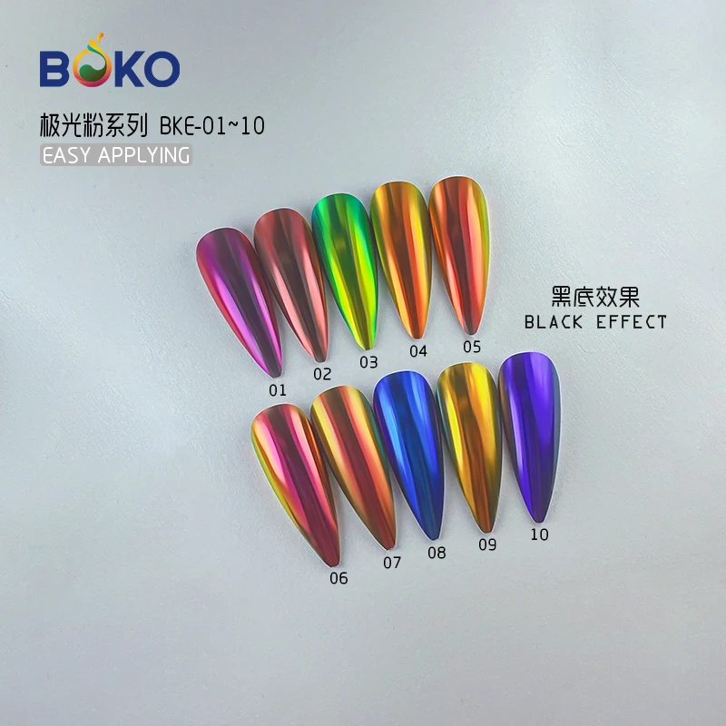BOKO Wholesale Aurora Effect Glitter Powder BKE Retro Style Manicure Mirror Chrome Pigment For Nail Art