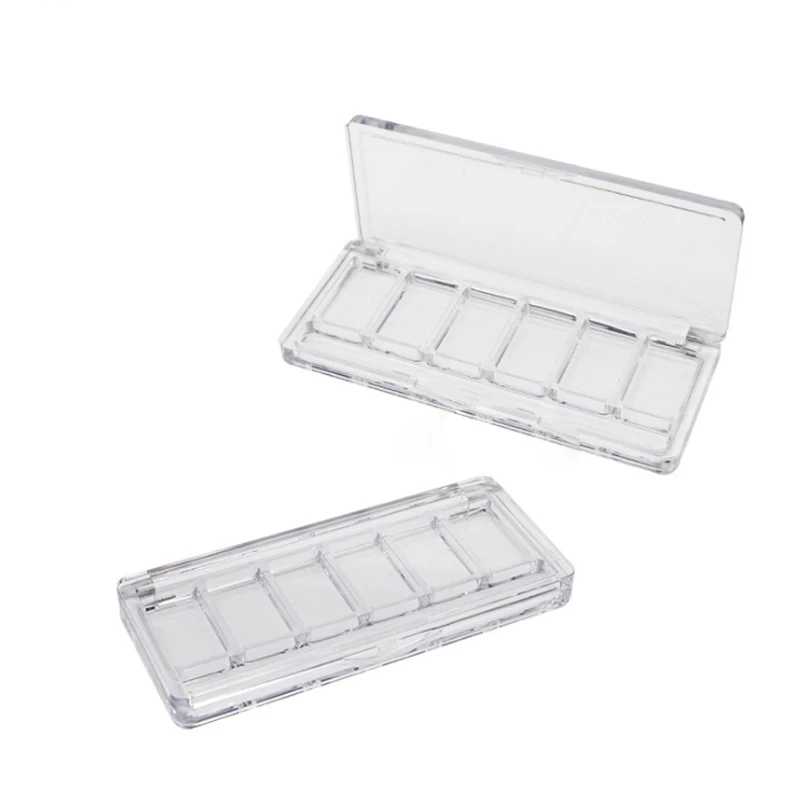 Logo Accepted 8 colors clear square  plastic Cosmetic packaging case transparent empty eyeshadow palette container