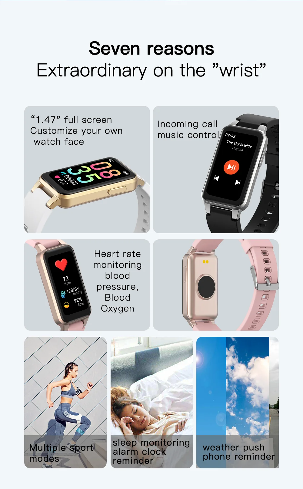 2023 New Wholesale big screen Waterproof Smart Bracelet band Sports Blood Pressure Heart Rate Health Monitoring Smart Band