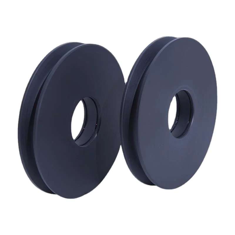 rail pulley for roller coaster round belt wheel nylon pulley big Black nylon track wheel plastic wire rope sheave for cranes