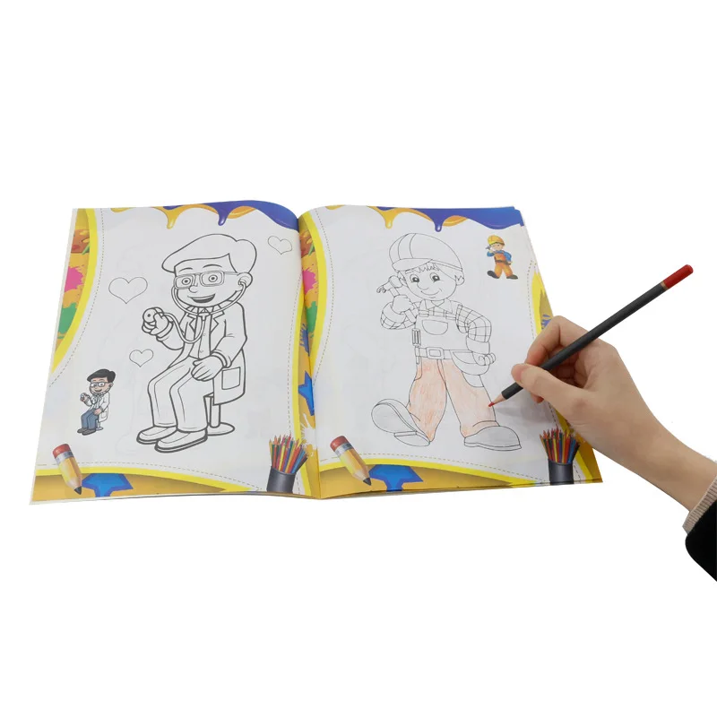 Custom wholesale printing saddle binding drawing cartoon kids colouring books copy drawing doodling book