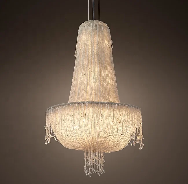 Crystal  Beads Chain Chandeliers Dinner Room Lamps Restaurant Lighting Vintage Chandelier Cristal Light for Bed Room CZ2807