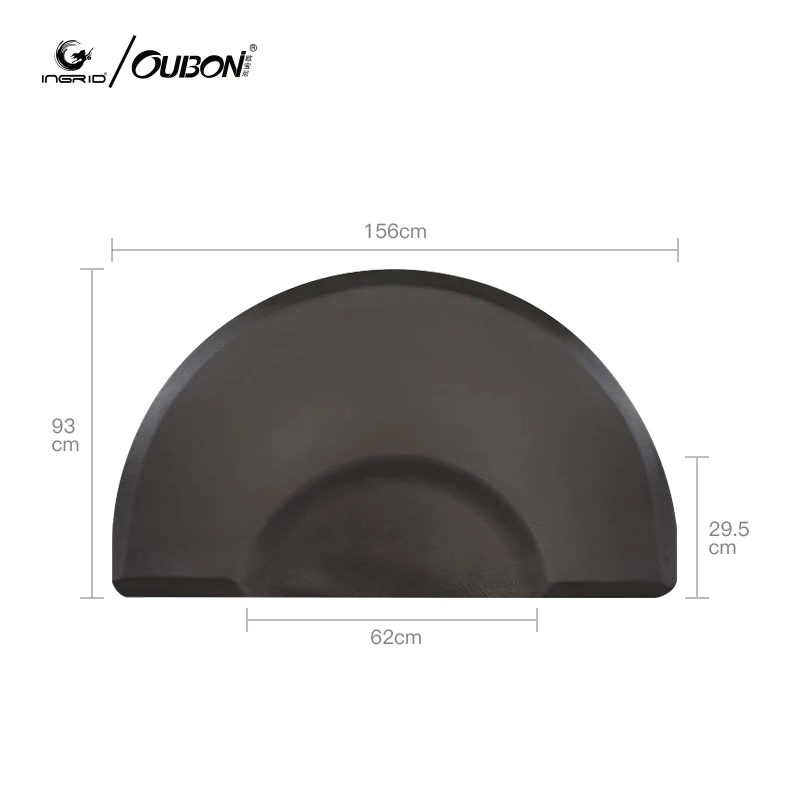 INGRID Beauty Salon Semicircle Anti-fatigue Salon Mat Black 71841