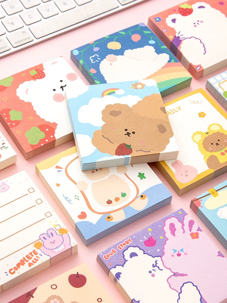 Cute Kawaii Self-adhesive Memo Pad Sticky Notes Pad Stationery Custom Sticky Notes School Office Supplies Memo Pads