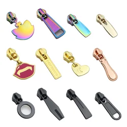 Пользовательский съемник молнии одежда металлик молния головка дизайн бренда логотип сумка молния слайдер на заказ металлическая молния тянуть