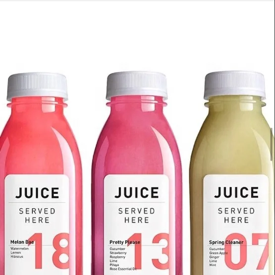 500ml and 16oz fresh french square clear glass bottle for beverage bottle with label