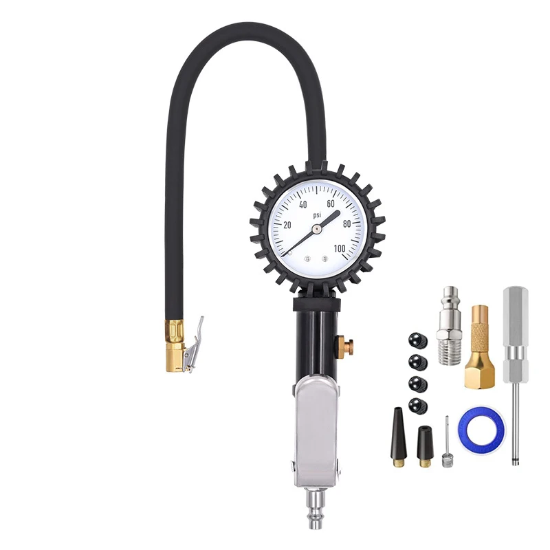 Digital analog Tire Inflator Pressure Gauge Tyre Deflator Gage Compatible with Air Pump Compressor