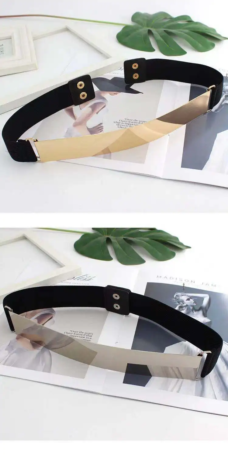 
Metal Elastic Waist Belts Dresses gold metal sheet simple Belt slim Girls Waist Belts Waistband 