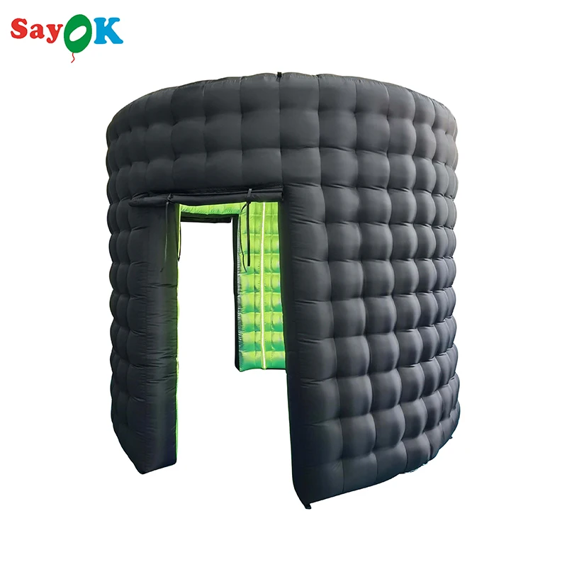 US Stock 360 Inflatable Photo Booth Tent with Two Doors Double Layers  for Parties and Events with Backdrop Enclosure