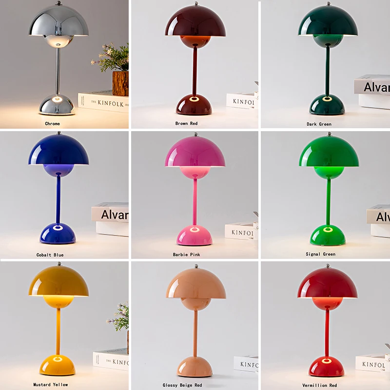 Polycarbonate colored decorative desk lamp three-speed dimming charging convenient LED lamp Office bedside study bedroom lamp