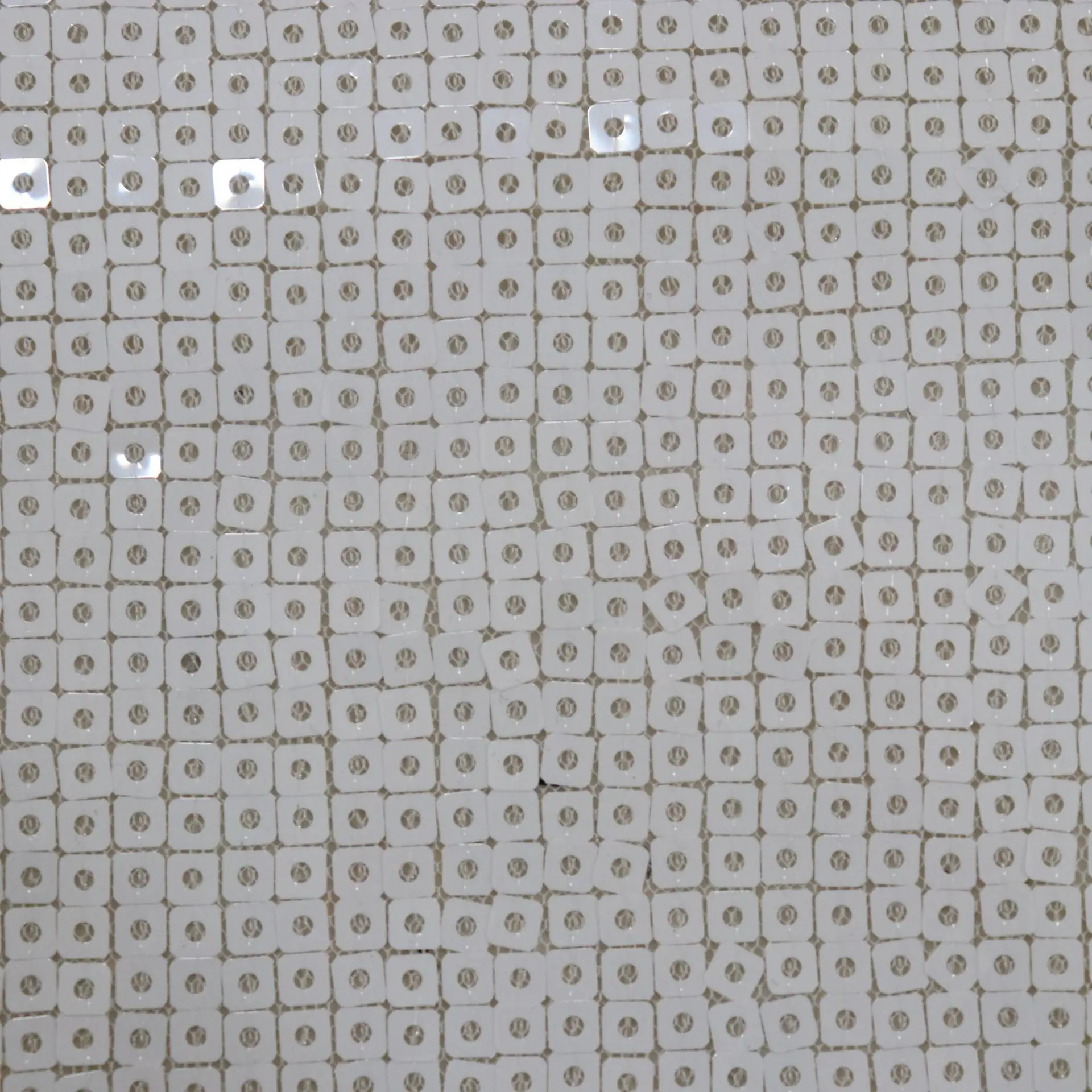 High Quality Fashion White Square Shiny 4MM Sequins For Dress White Sequins Mesh Fabric