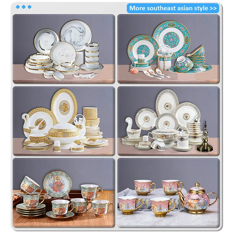Wholesale Nordic Dark Green Black Crokery Fine Bone China Tableware Porcelain Ceramics Plates Dinnerware Dinner Set