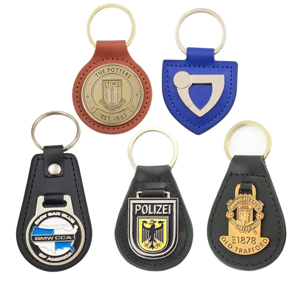 Oneway Custom Car Keychain Leather Keychain Sublimation Logo Car Metal Leather Key Chains