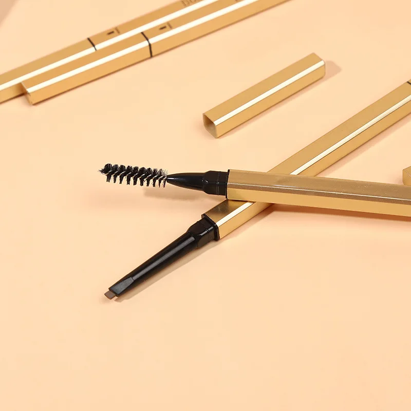 Матовая Золотая текстура с логотипом на заказ, фирменная торговая марка, водостойкий тонкий косметический карандаш для бровей