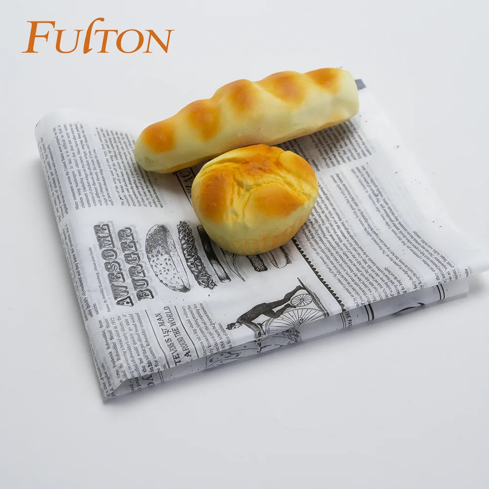 Custom Silicone Coated Newspaper Printed Greaseproof Paper Rolls For Sandwich & Deli Wrapping