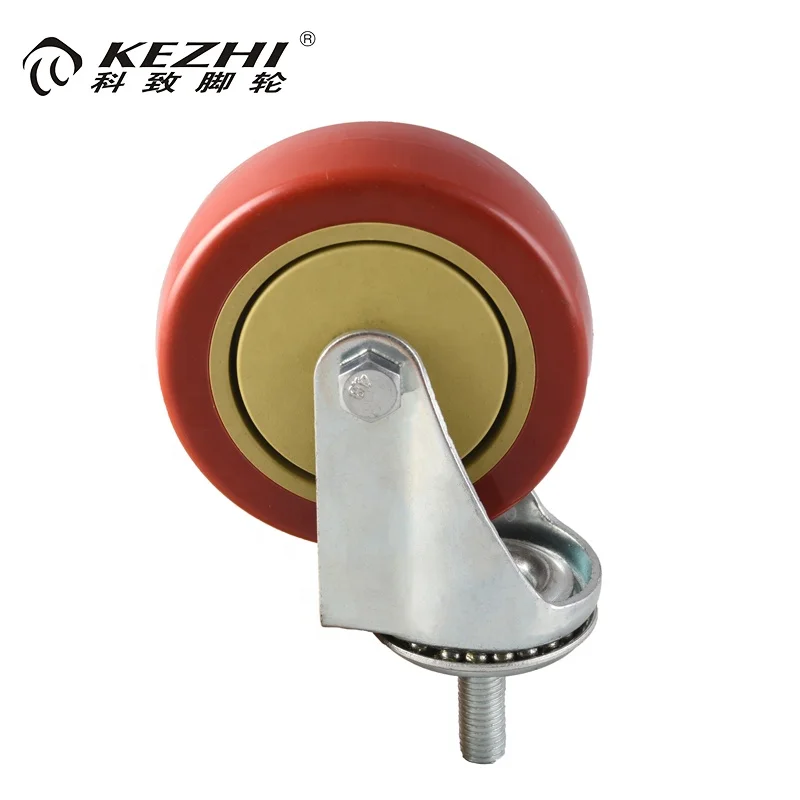 Хороший материал 5 дюймов резьбовой стержень литой ролик pu колеса для столовой тележки
