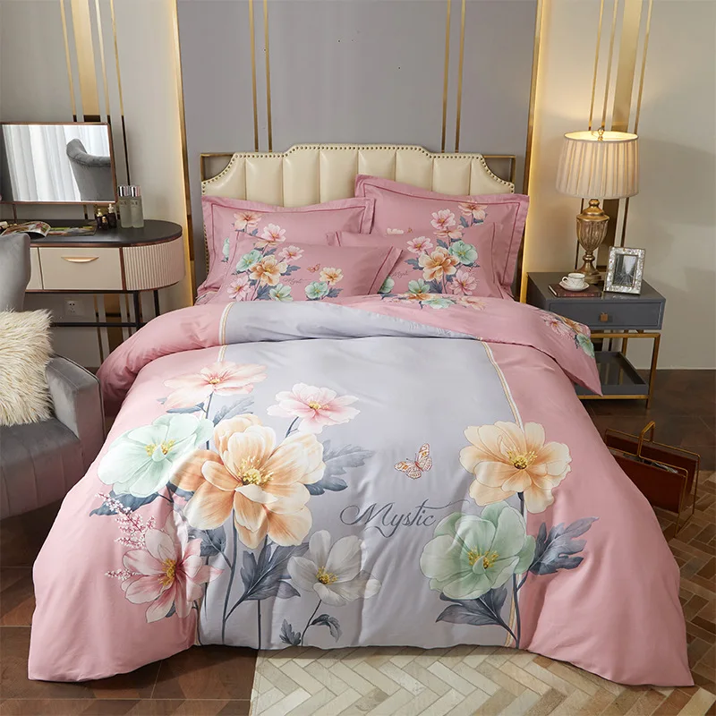 Sunny Textile Pure Cotton Chinese Floral Patterns Duvet Cover Set