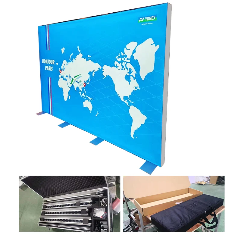 Trade Show Floor Standing Portable SEG Frame Edgelit  Advertising Lightbox For Exhibition Booth
