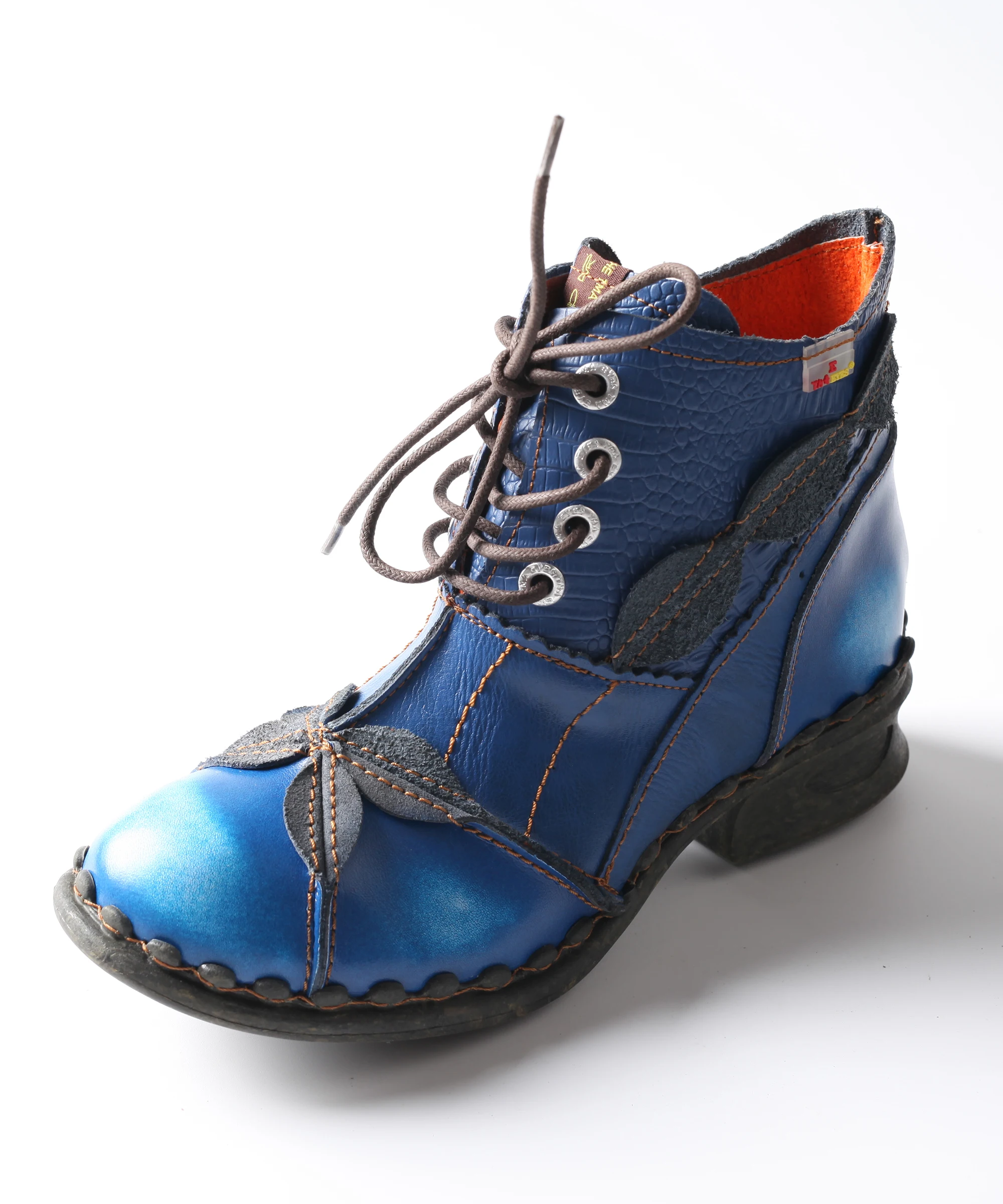 Немецкие женские модные слегка перевернутой; Кожаные ботинки на шнуровке в западном стиле женская обувь ботинки