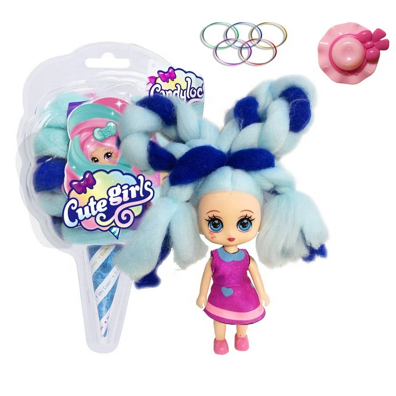 Best seller  Plastic 5 inch Candy marshmallow hair doll with fragrance Colorful Surprise hair doll toy Bottle Dress