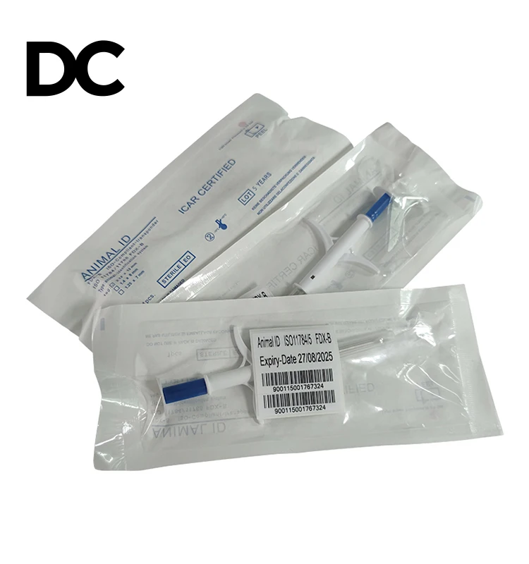 ICAR Certificated Animal Tracking EM4305 tag rfid 134 khz bio glass tag with Syringe