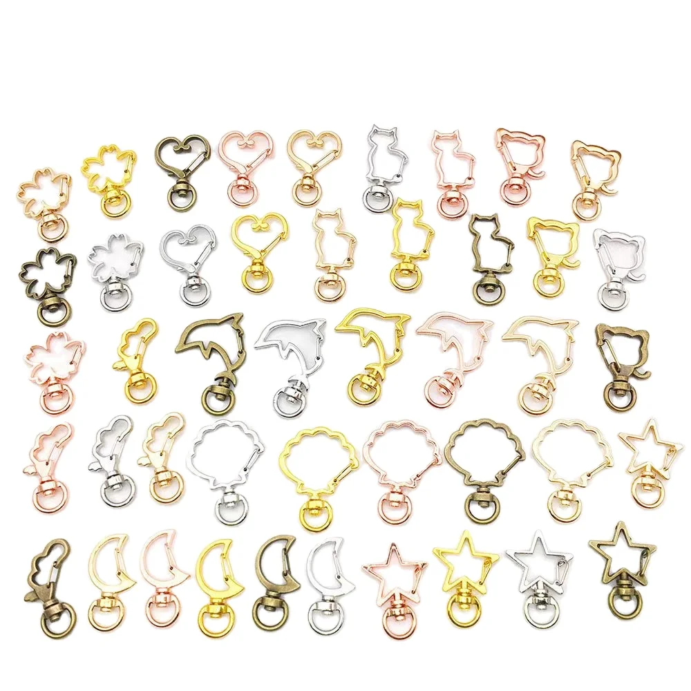 Wholesale Different Shape spring Keychain Custom Lobster Clasp Keychain Metal Snap Hook Clip Swivel key chains Accessory Keyring