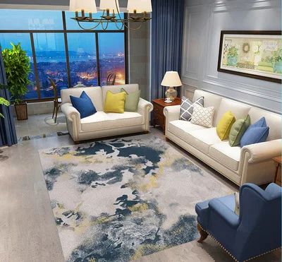 Modern Design Cross-Border Abstract Printing Shaggy Carpet 3d Printed Living Room Large Area Carpet Floor Rugs Mats