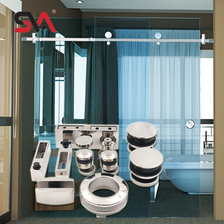 Customized SVA-0031 Stainless Steel Hardware for round Pipe 45mm Modern Design Frameless Sliding Glass Door Home Bathroom Hotel