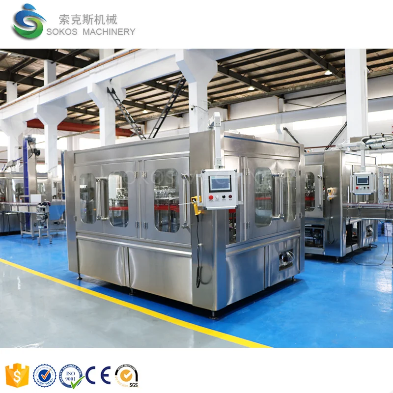 Компактная линия по производству разлива воды со сверкающей содой для упаковки бутылок