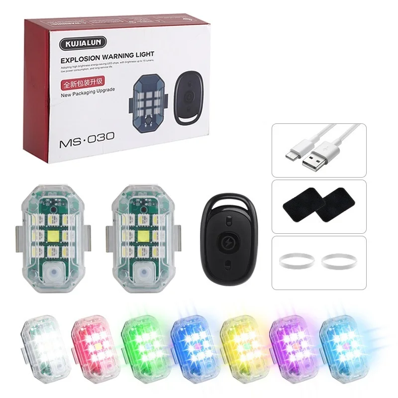 Wireless Remote Control LED Strobe Light for Car Auto Motorcycle Bike Drone Scooter Anti-collision Warning Lamp Flash Indicator