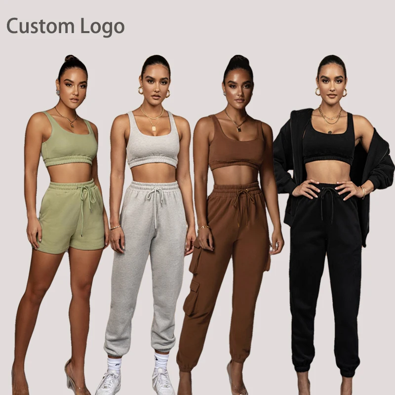 Осенняя женская одежда 2021, Женский комплект для бега, укороченная майка, спортивные штаны, шорты, спортивные костюмы, спортивный костюм, комплект из 2 предметов для спортзала, Женский комплект для бега