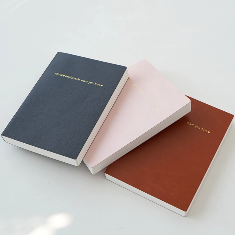 Vintage A6 Soft Leather Custom Print Logo Handbook Sticker Book Goal Planner Hardcover Style Tome River Paper Notebook Journal