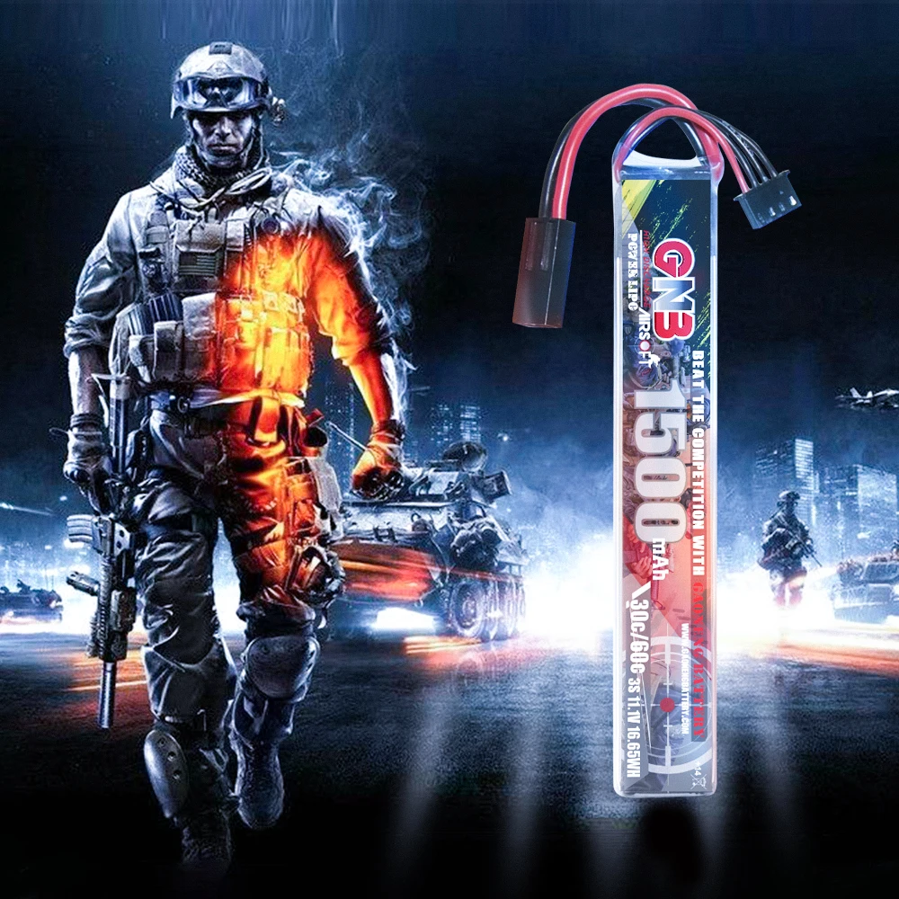 GNB GAONENG 1500MAH 3S 11.1V 30C 60C RC LiPo Battery AirSoft AirGun Mini Tamiya connector