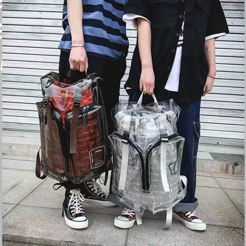 Модный водонепроницаемый светоотражающий школьный рюкзак из ПВХ с двумя отделениями для подростков и внутренней сумкой на шнурке